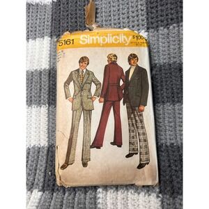 Simplicity Sewing Pattern 5161 Chest 38 CUT Vintage 70s Mens Suit Retro Disco